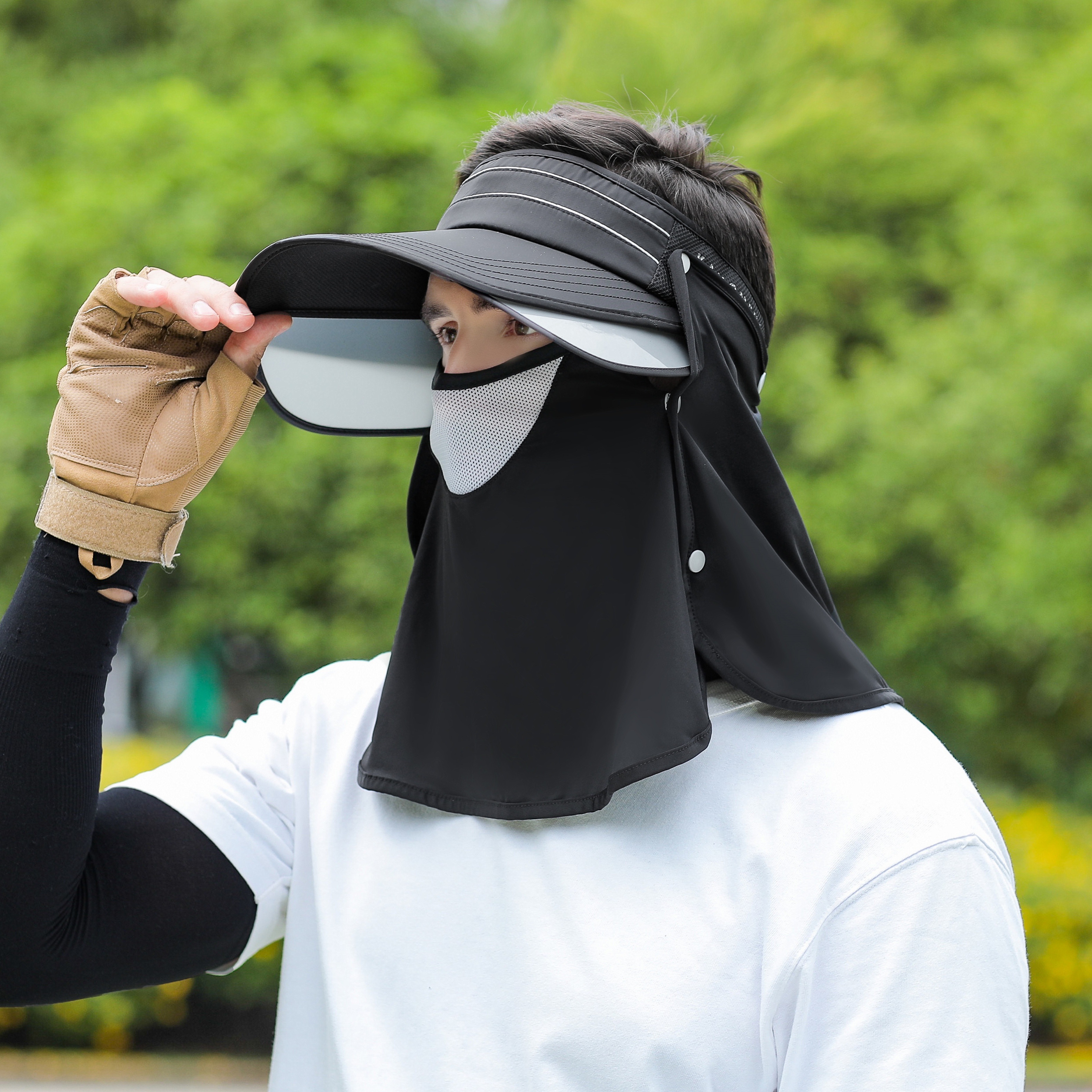 Men's Fashion Outdoor Sunshade Hat With Shawl Face Mask - Temu Republic of  Korea
