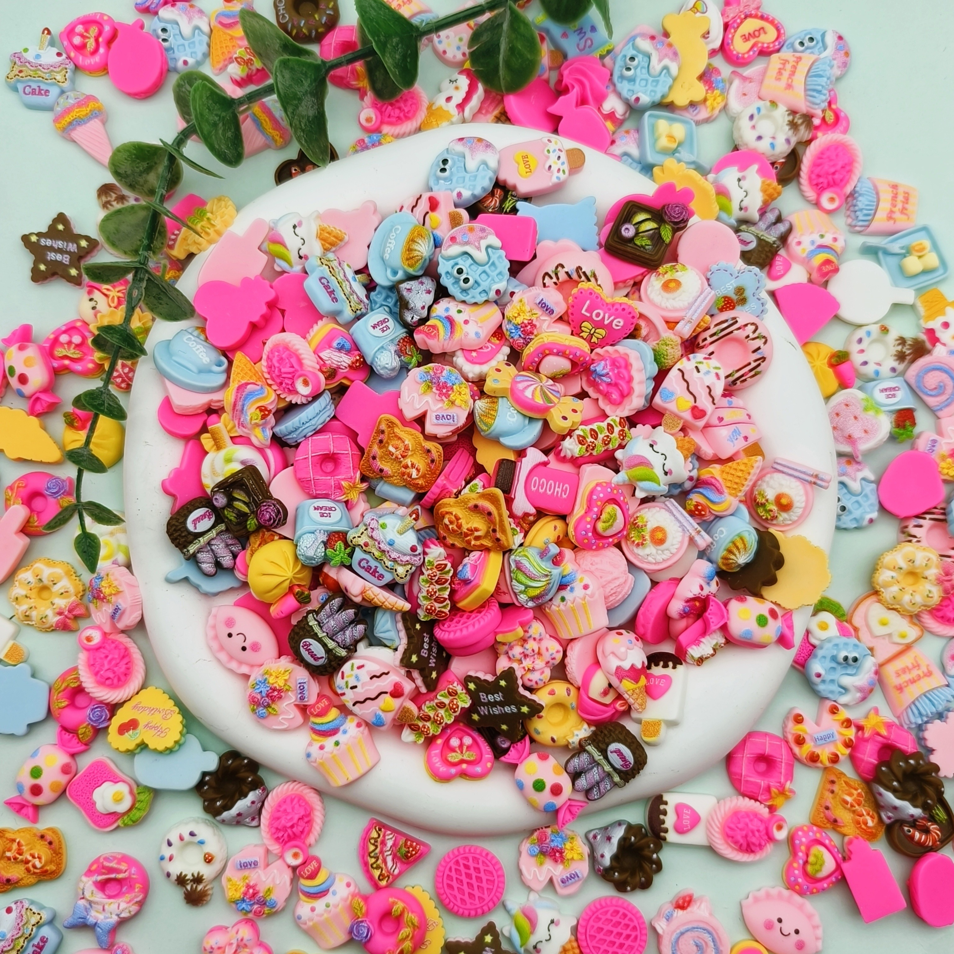 

50pcs Mixed Accessories, , For Diy Phone Cases, Refrigerator Magnets And Jewelry
