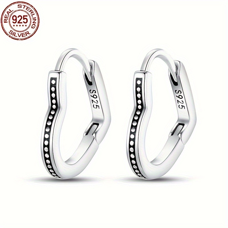 

High-quality Metal Heart-shaped Hoop Earrings For Women - Simple, Chic Design With Zircon Accents, Ideal Gift For Special Occasions, Weight: 4g