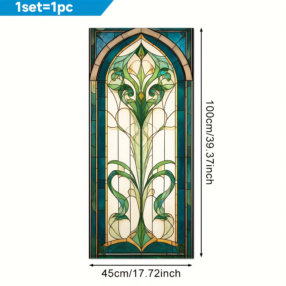 E-shop 1 Stück. Kunstglas-Muster 2D-Fensterfolie im Art-Nouveau-Design. PVC-Folien mit statischer Haftung, 45x100 cm. Heimdekoration, abnehmbar,