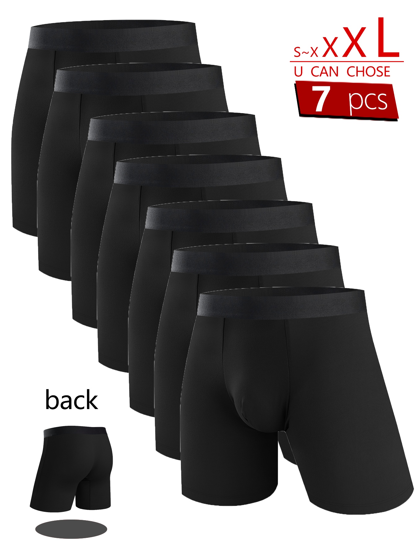 7pcs mens long boxer briefs stretchy breathable comfortable machine washable