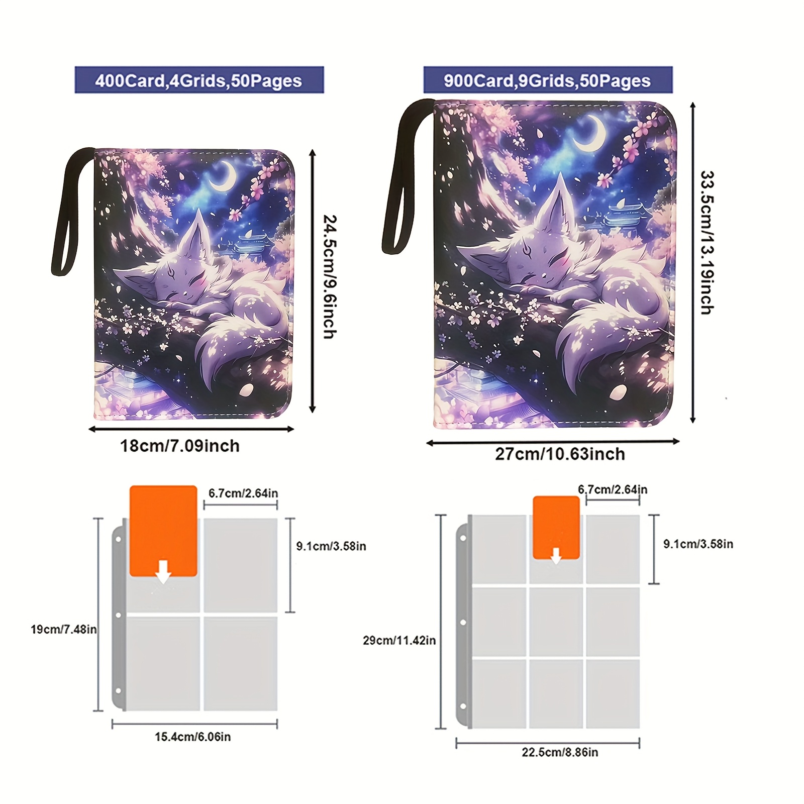 400 900 pocket   card binder with 50 removable hd double sided pages ideal for tcg game sports cards   displaying memorabilia and gifts sports card organizer artistic cover design durable card holder card albums