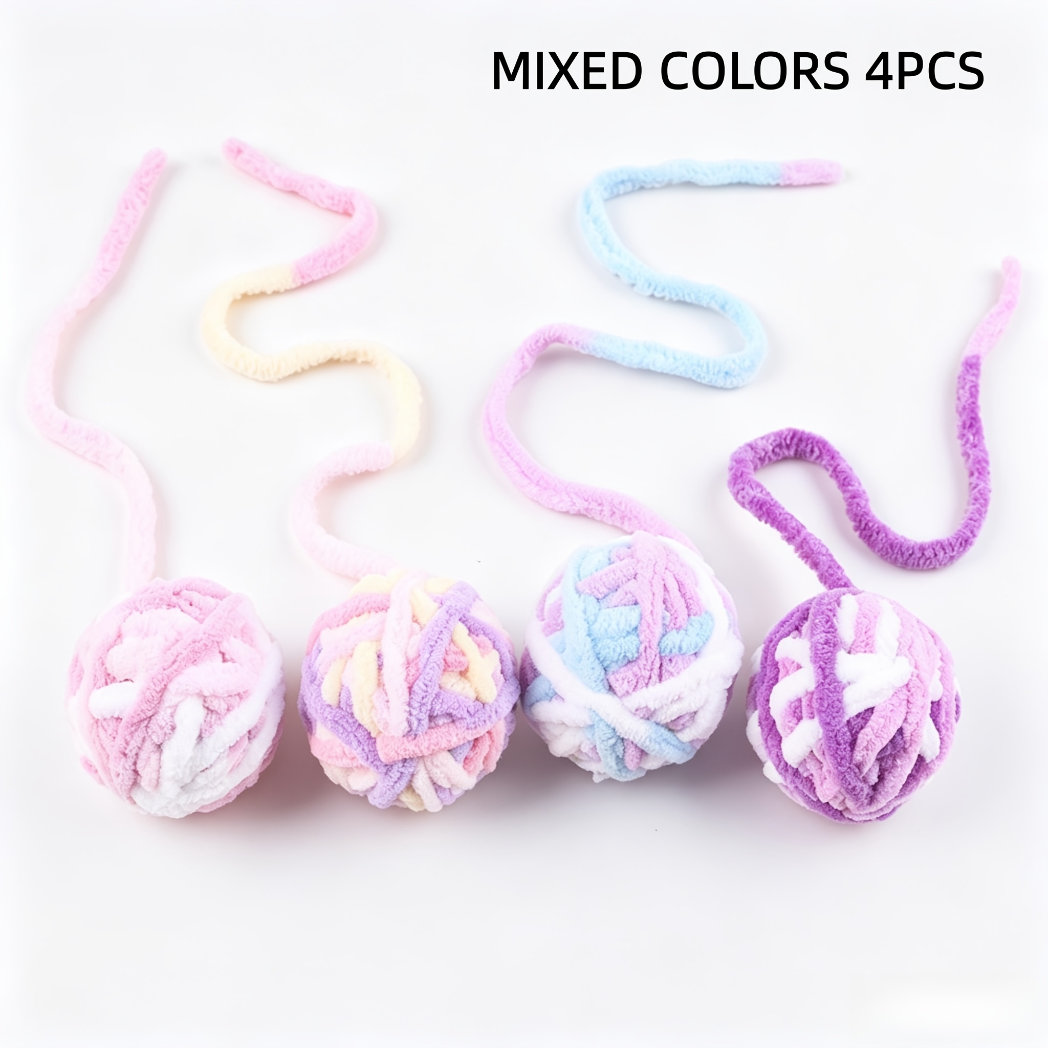 4/9pcs Random Color Pet Ball Toys, Self-entertainment Chew And Toys For Cats, Tail Ball With Colorful Thick Knitted Ball And Bell, Interactive Pet Toys