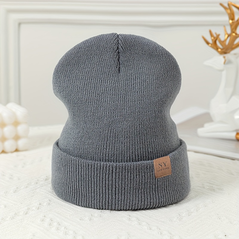 TEMU Bonnet Tricoté pour Adulte Automne/Hiver, Bonnet Tendance Simple et Polyvalent, Bonnet et Chaud, Cadeau de Noël