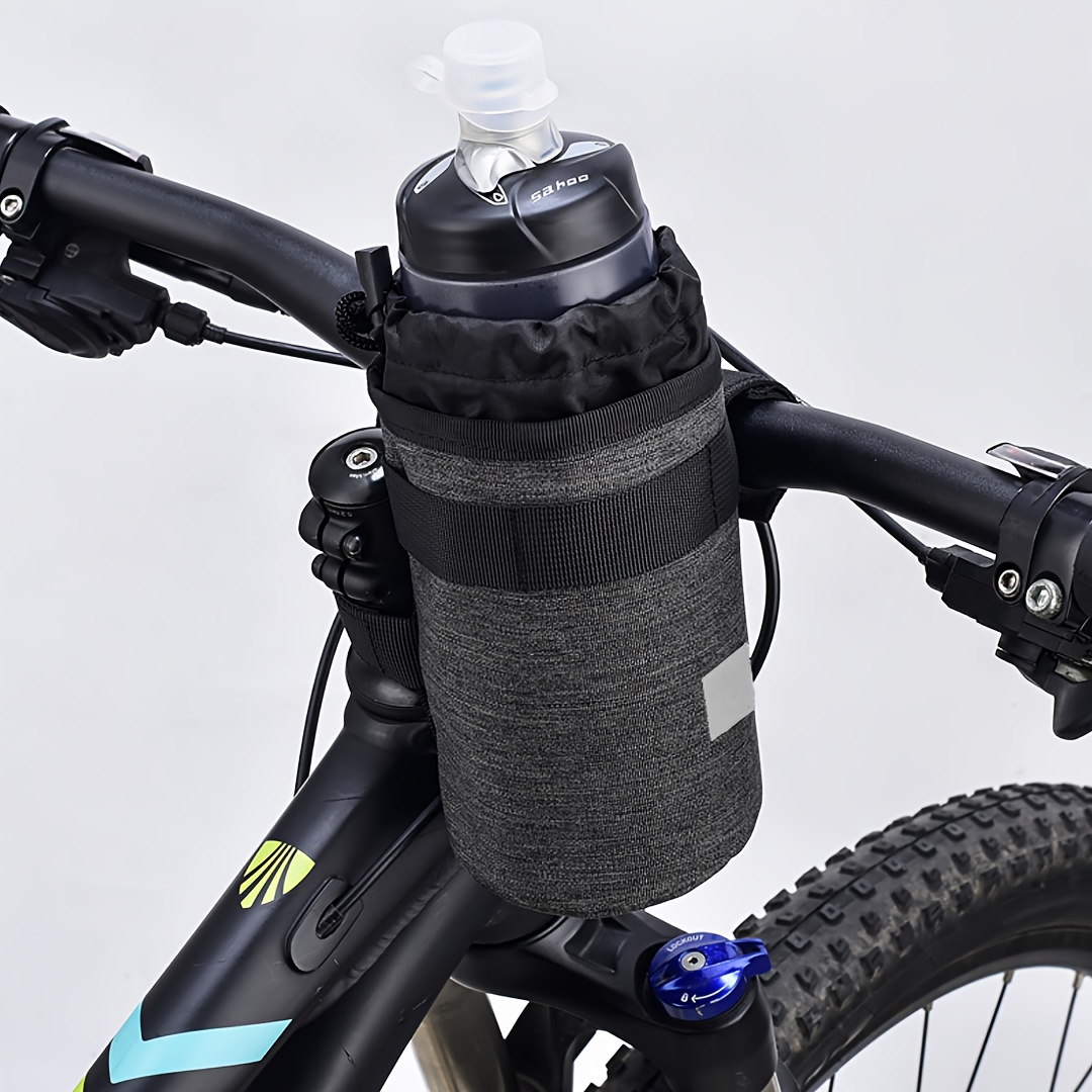 E-shop Verstellbare Fahrradlenker-Tasche für Rennräder - Langlebiger Polyester-Wasserflaschenhalter mit sicheren Riemen, graues Fahrradzubehör für