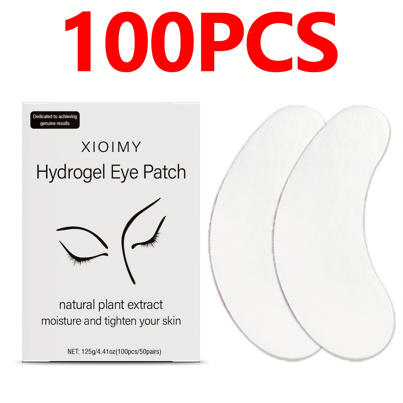 Image of A Box Of 100pcs Hydrogel Eye Mask, Plant Ingredients, Moisturizes, Suitable For Eyelash Lengthening, Eye Care, Eyelash Lengthening Care And Skin Care With , Suitable For All Eye Types