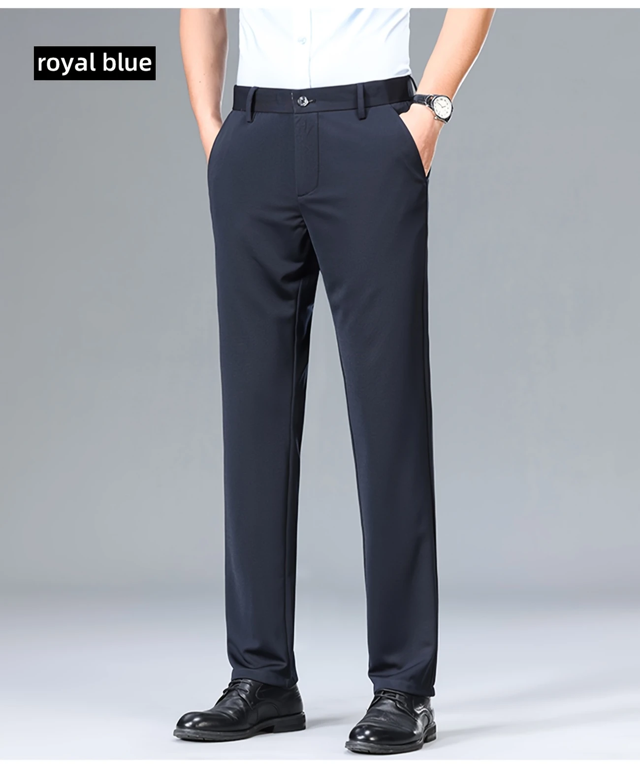 mens casual long pants black stretch fit dress pants waist regular fit polyester 94 spandex 5 button fly woven fabric 210g m alphabet pattern for weekend casual stretch details 7
