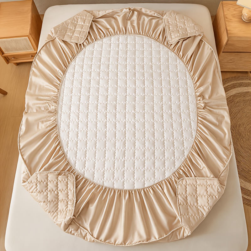1pc Solid Color Waterproof Bedsheet, Quilted, Anti-Slip, Waterproof, Water-Resistant, Suitable for All Seasons, 360° Coverage, Height 15.75 Inches/40 Cm, Moisture-Wicking Mattress Cover, Bed Cover, Mattress Protector, Dust-Proof Protective