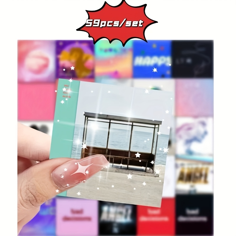 Image of 59 Music-themed Stickers | Album Cover Design, Suitable For Laptops, Notebooks, Skateboards - Perfect Gift For Music Lovers, Paper Material, Assorted Colors