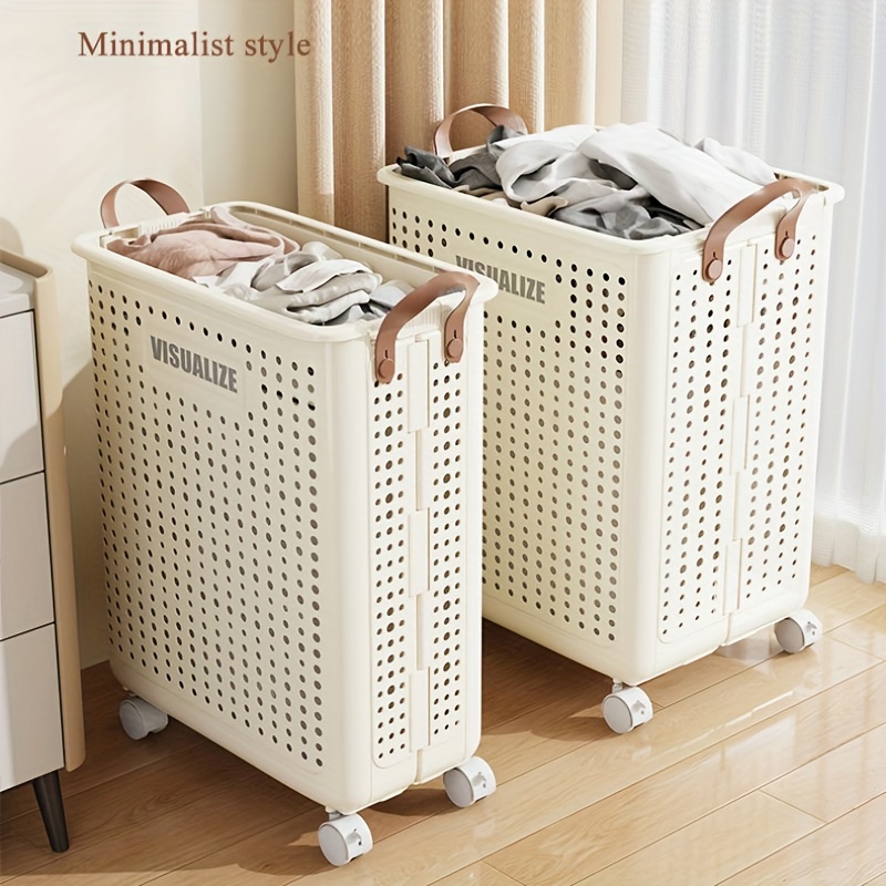 

60l Extra Large Collapsible Laundry Baskets, Laundry Basket With Wheels, Foldable Laundry Basket, With Wheels And Handles, Easy To Move And Folded To