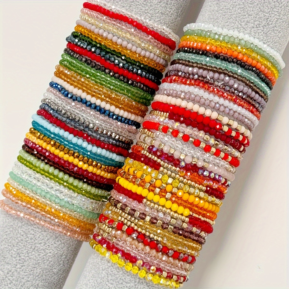 

Boho-chic 72pc Glass Beaded Bracelet Set For Women - Stretchy & Stackable, Perfect For Everyday Wear