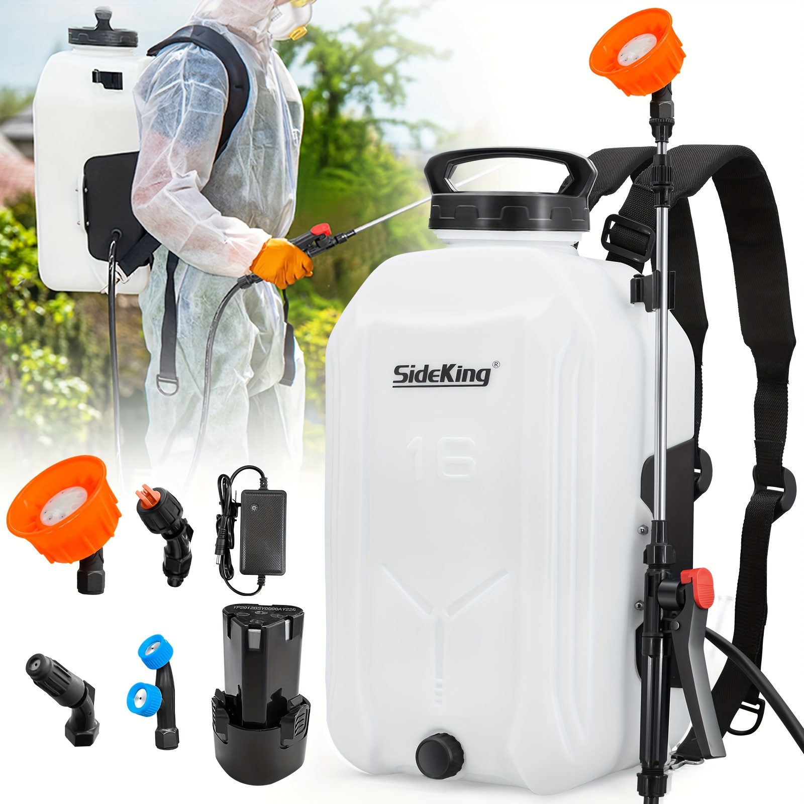 

Battery Powered Backpack Sprayer 4 Gallon, Powerful Garden Electric Sprayer With 12v Rechargeable Battery, Telescopic Wand With And 4 Spray Nozzles (charger Included)