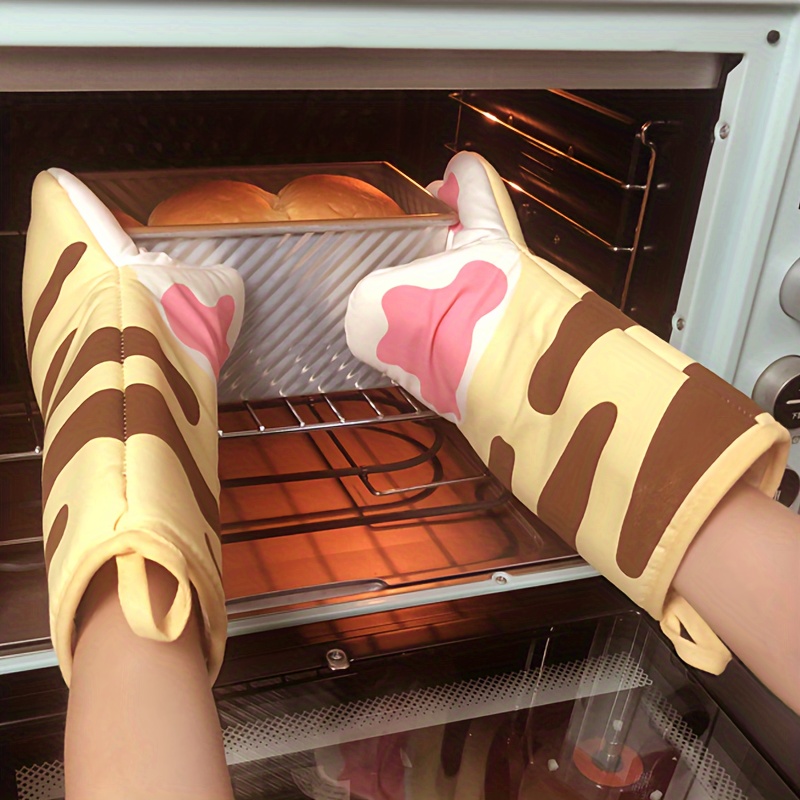 

Cat Paw Oven Mitts - Heat-resistant, Non-slip Kitchen Gloves For Baking & Microwave Use, Food-safe Multi-layer Design