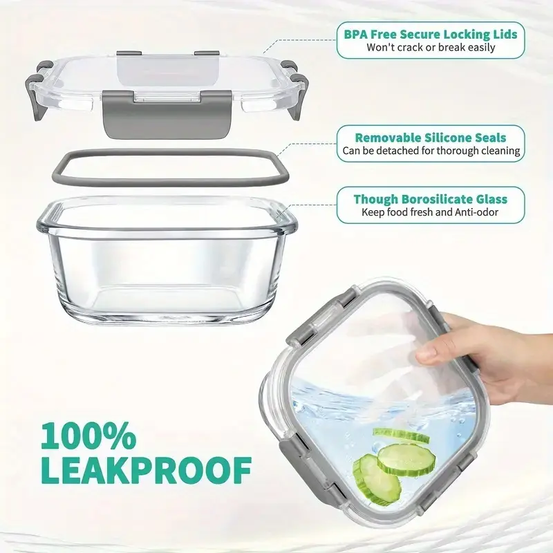 36pcs food storage containers 36pcs including 12pcs glass containers with 12 lids and 6 seasoning boxes with 6 lids airtight freezer containers with lids glass meal prep container food dish transport bus tubs Product details 5