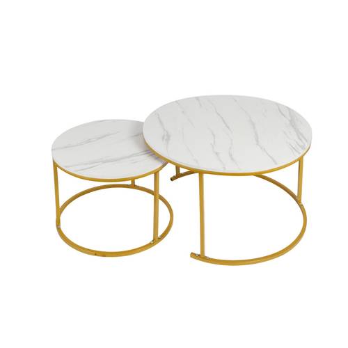 item picture set of 2 industrial nesting tables coffee table set with marble texture tops 70cm modern side table set for living room