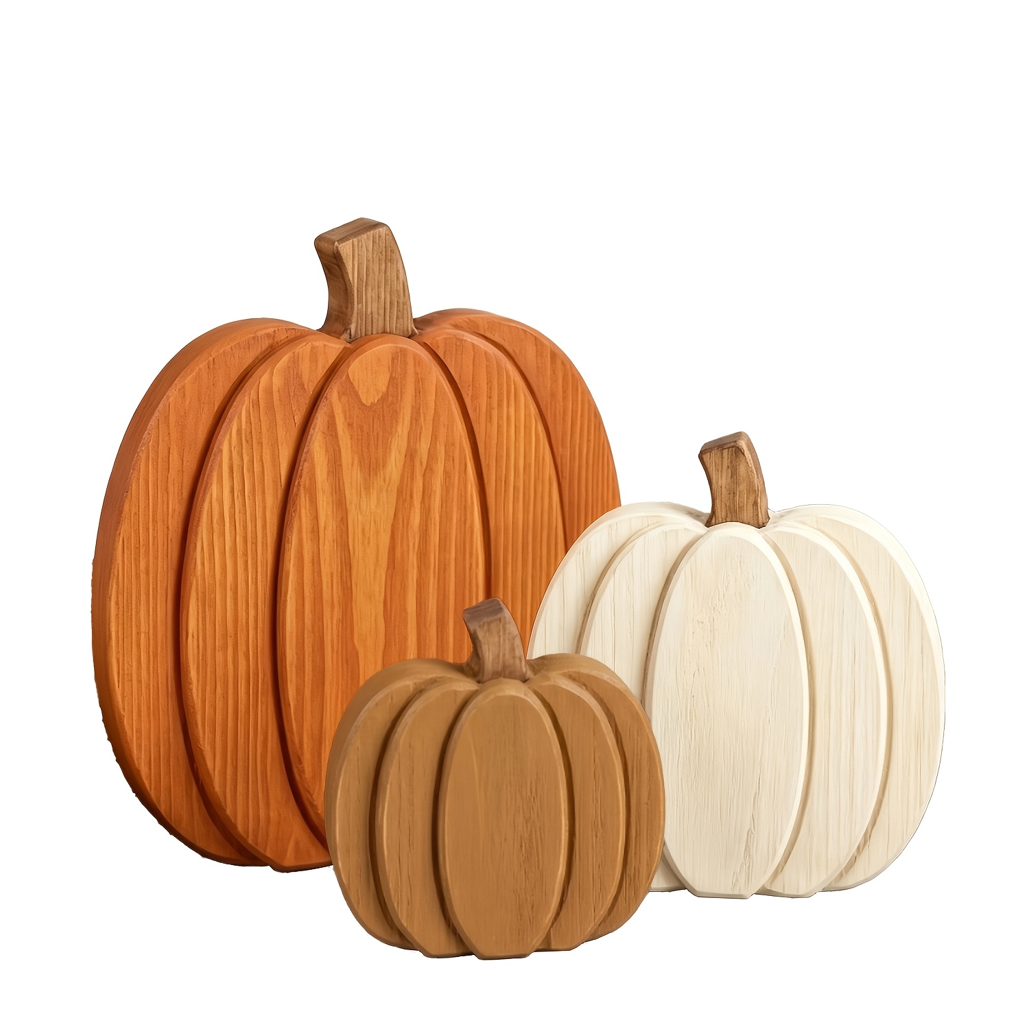 TEMU Décoration d'automne pour plateau à étages, 3 pièces panneaux de table citrouille en bois naturel, ornements de centre de table de récolte
