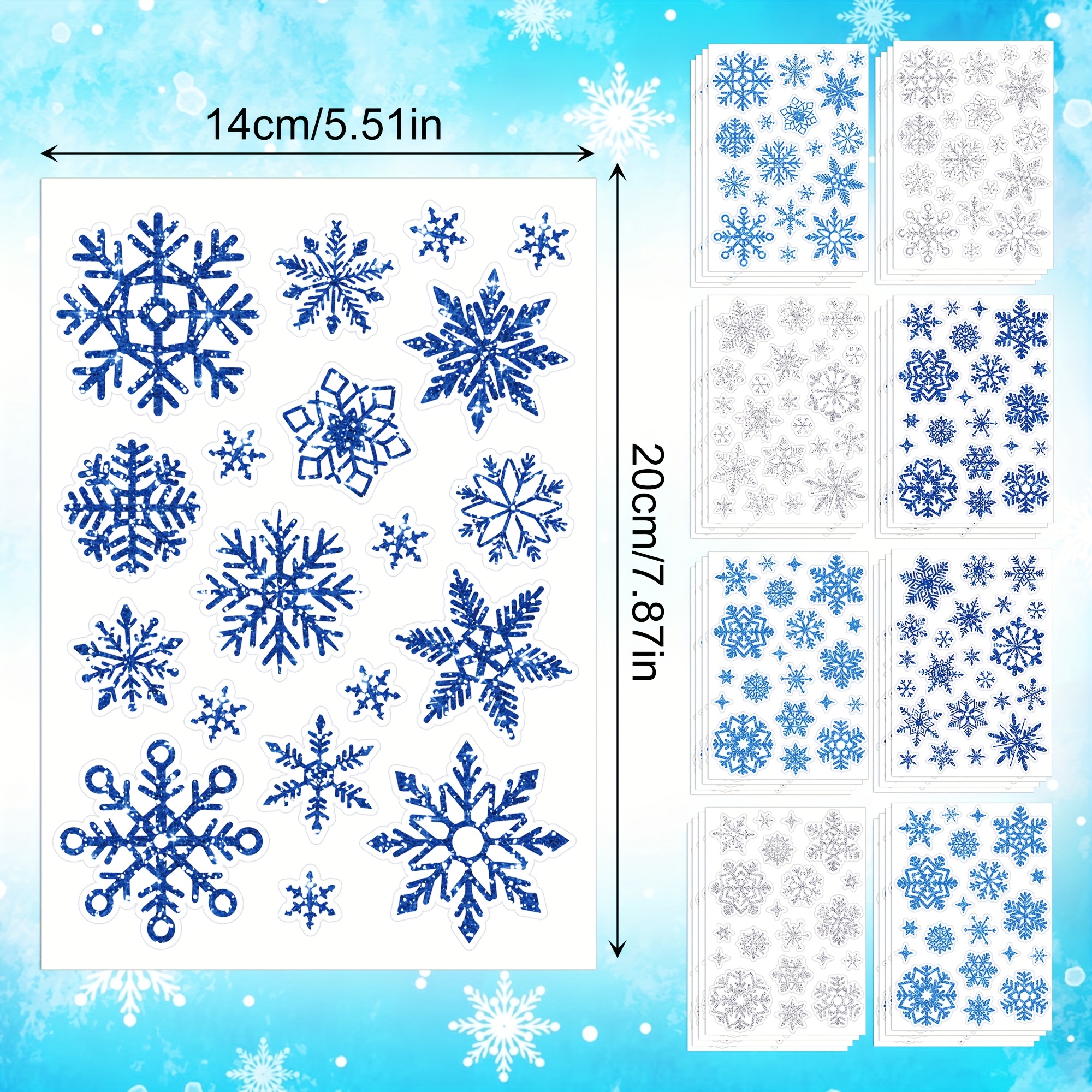 Image of 9 Sheets Winter Glitter Stickers - Silvery Blue Snowflake, Self-adhesive Decals For Christmas, Home Party, Diy Craft Supplies, Festive Holiday Crafts