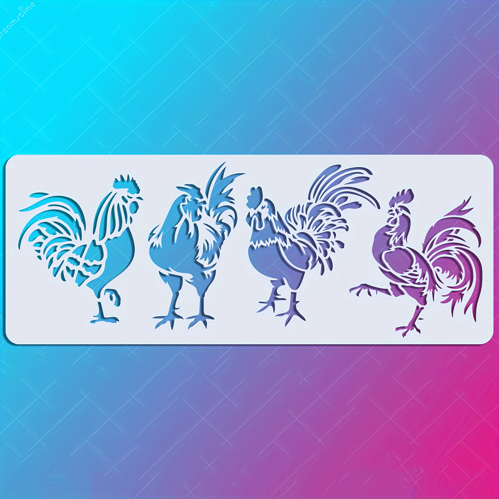 

1pc 14.17*5.51 Rooster Series Leaked Painting Template, For Home Decoration. Graffiti. Wall Drawing. Stone. Wood. Art Painting Diy Leaking Template