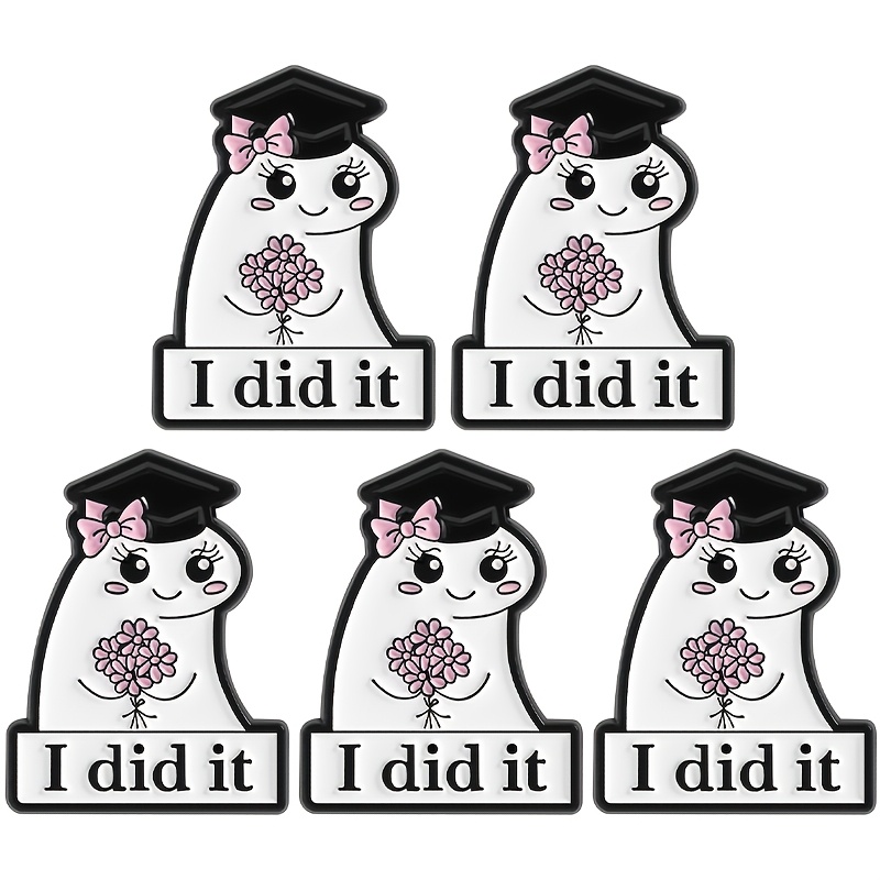 1 5pcs of a creative brooch featuring a cartoon graduation and   a unique enamel alloy badge   clothing and backpack additions ideal gifts for  