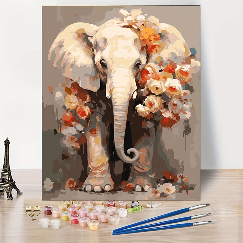 Pintar por Numeros para Adultos Patrón De Flor De Elefante Kit de