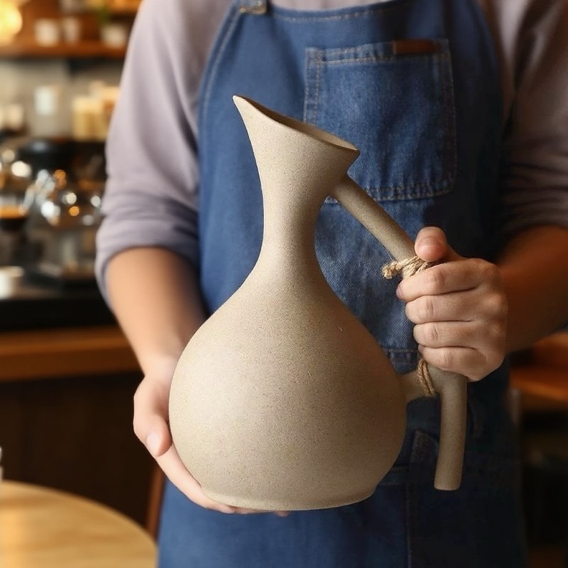 TEMU 1pc 1300ml Thickened Cold Water Jug With Round Leakproof Cork, Large Capacity Tea Pot Flower Tea Pot Juice Pot, High-temperature Resistant