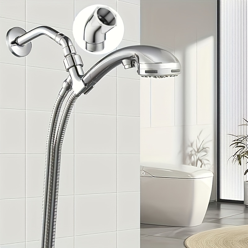 Image of 1pc Shower Angle Adjuster - Showerhead With Adjustable Flexible Arm, Abs Durable Material / Installation, Compatible With European/american Thread For Bathroom, Bathtub