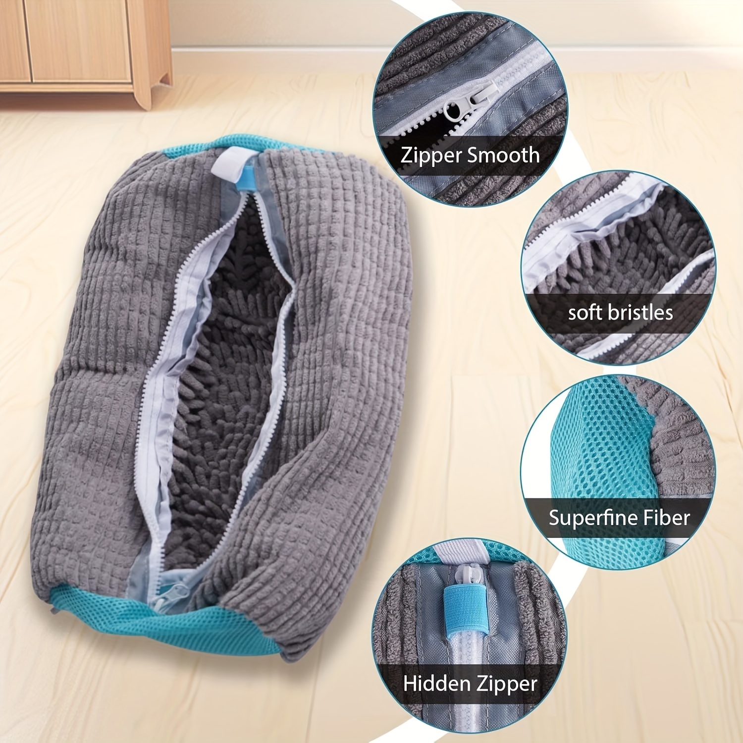 cross border spot washing machine lazy   artifact for home use shoe bag and shoes anti deformation polyester cylindrical wash care bag laundry bags details 8
