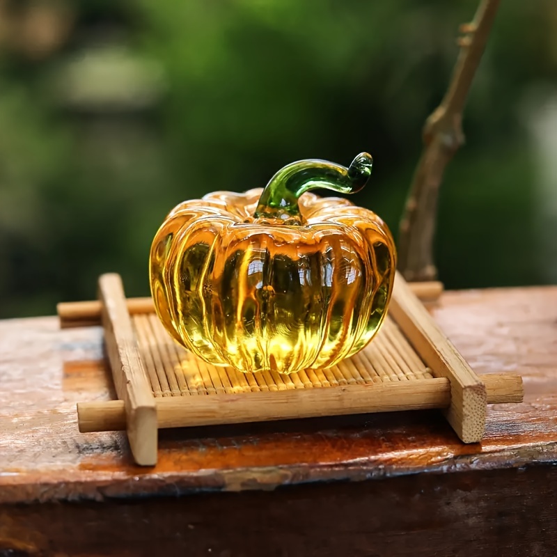 

Handcrafted Glass Pumpkin Figurine Decorative Collectible For Home, Office, Living Room - Indoor & Outdoor Use, No Electricity Required - Ideal For Christmas, Halloween, Birthday Gifts