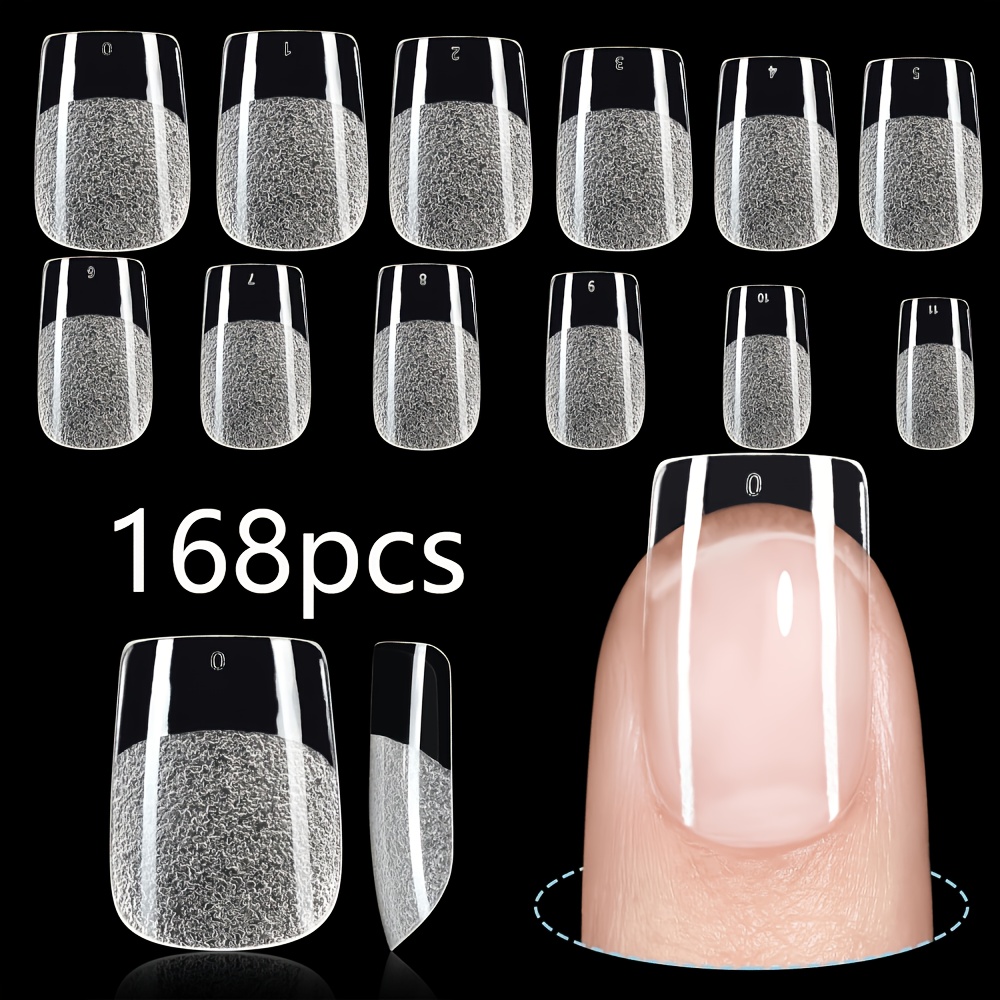 TEMU Long, Almond-shaped, Press-on Nail Stickers With A Semi-. Available In 12 Sizes, 168pcs Per Pack. Pre-treated For Immediate Use. Suitable For