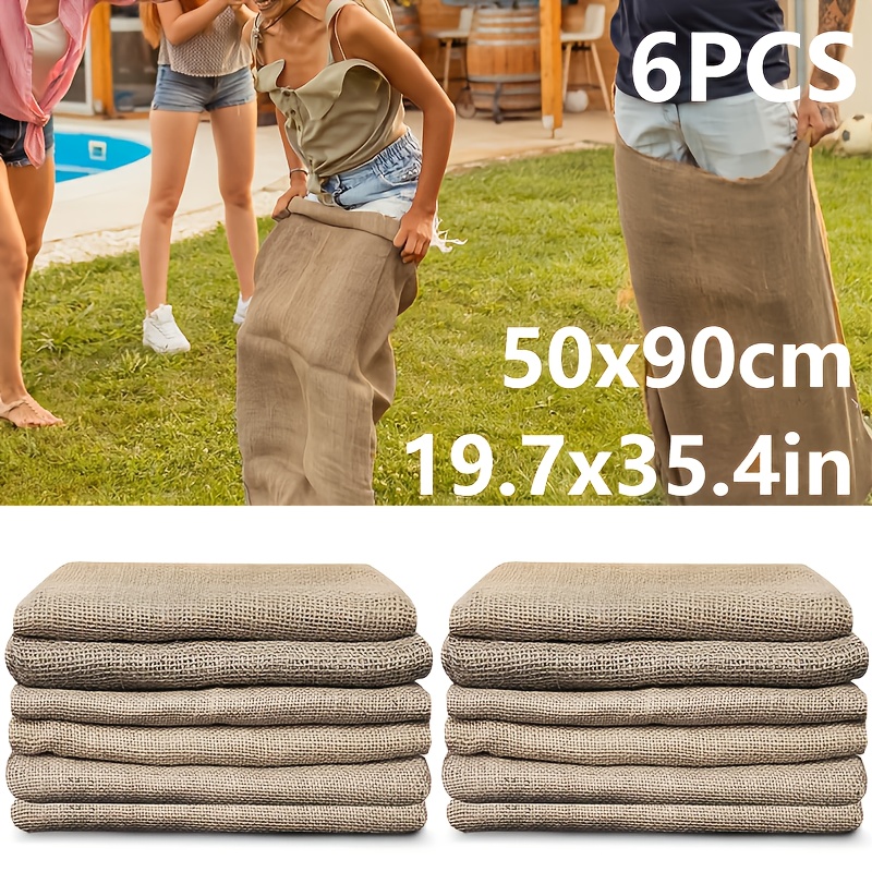 Image of 3/6pcs Burlap Bags, 19.7x35.4in Fun Burlap Bags For Outdoor Lawn Games, Gardening, Burlap Bags, Racing Bags