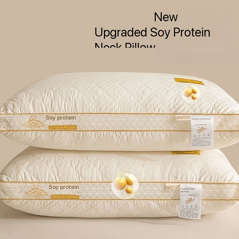 2/4pcs Soy Fiber 3D Pillow - Breathable Hypoallergenic High Elasticity Pillow with Polyester Fill, Light Beige Color for Side Sleepers, Hotels & Home Use - Ideal Christmas Gift for Family, Siblings, Friends, Travel Sleep Aid, Elegant Bed Decor, Durable Zipper Closure