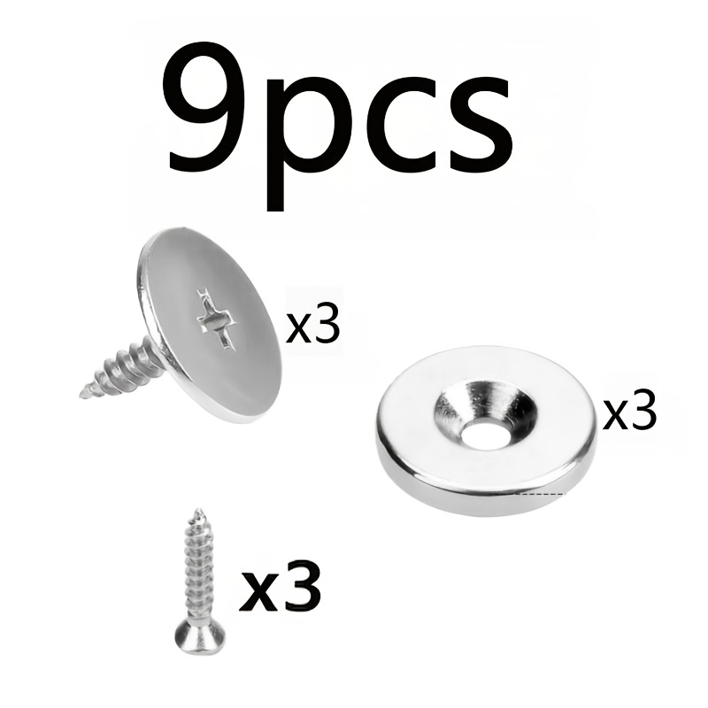 E-shop 9-teiliges Schranktür-Magnetverschluss-Set (3 große Schrauben + 3 Magnete + 3 mit Schrauben) – Unsichtbarer Metallverschluss, geeignet für