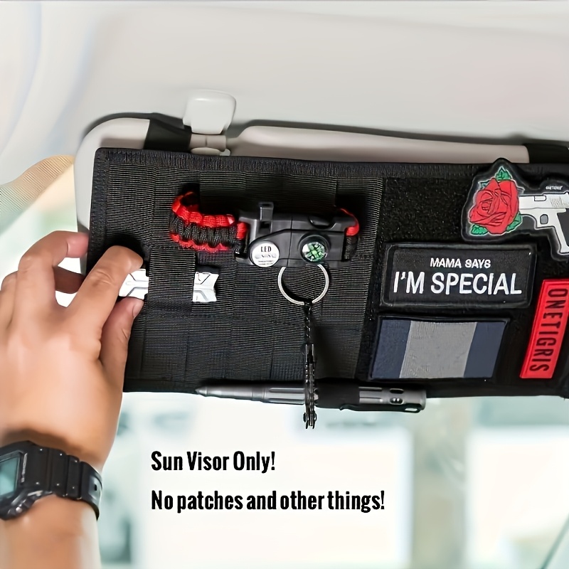 TEMU A Large Storage For Sunshades In Beige And Black, Designed With Durable And Waterproof Nylon. It Features A And Layout With Compartments For Tools, Ideal For Pickup Trucks And Larger Vehicles