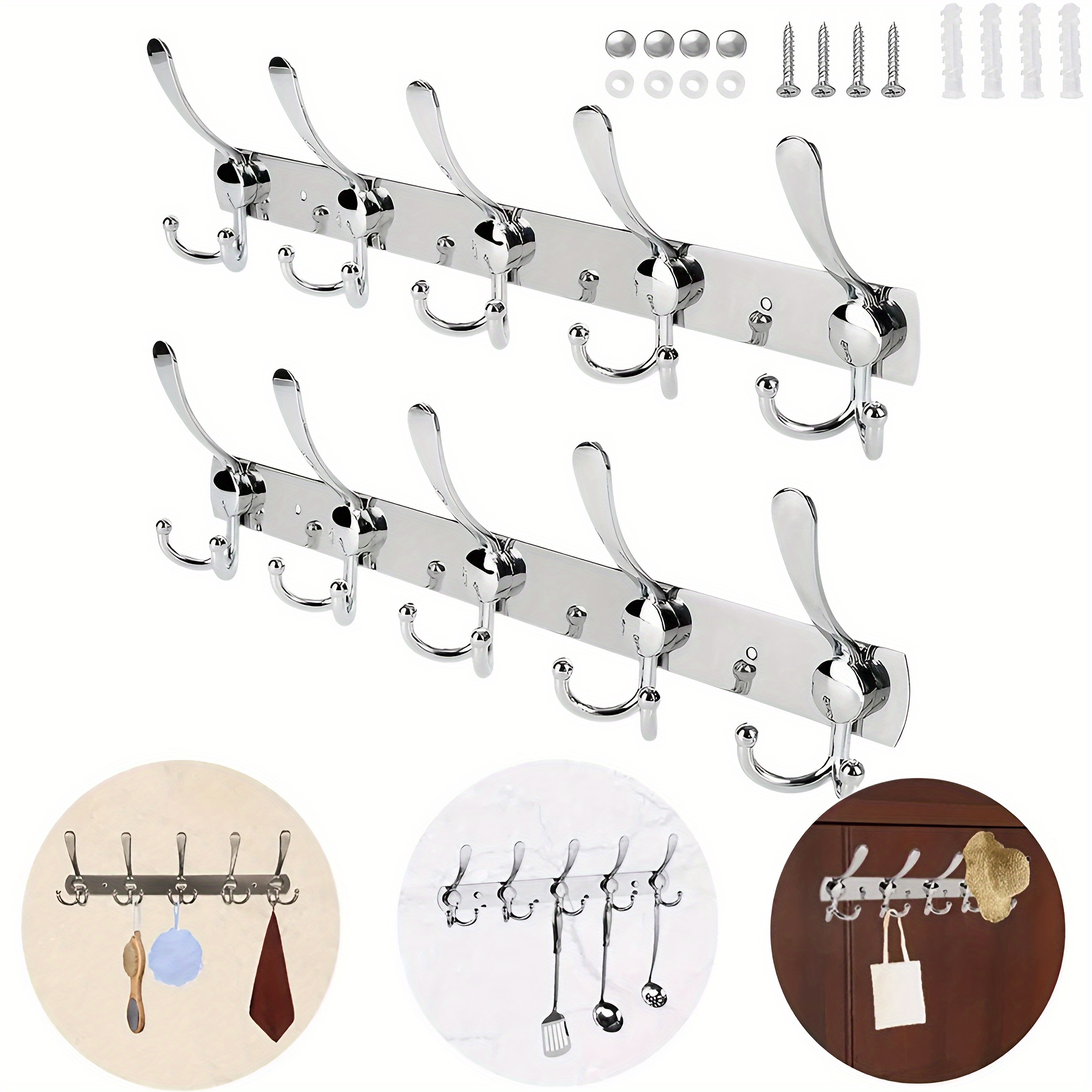 10-Pack Elegant Coat Hooks Wall Mounted, Decorative Heavy Duty