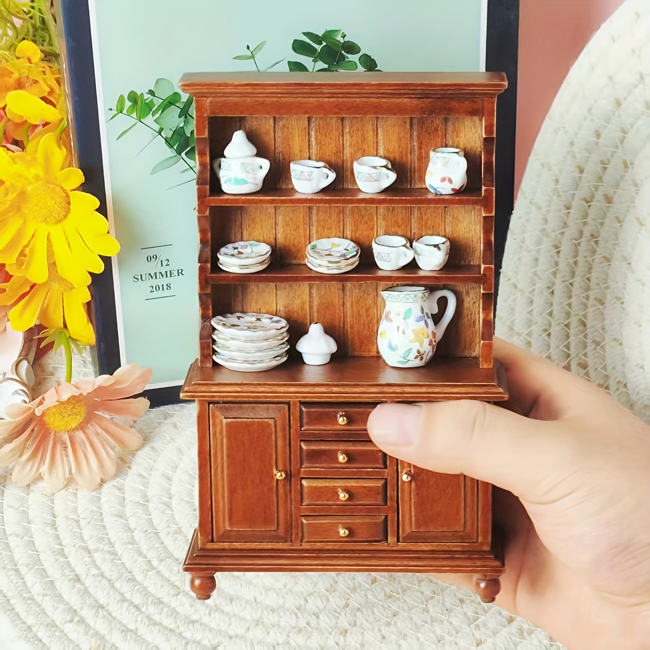 19 Accessoires Miniatures Cuisine Maison De Poupée – Aspirateur, Table Repassage, Petit-Déj – Jouet Bois Réaliste Dès 3 Ans