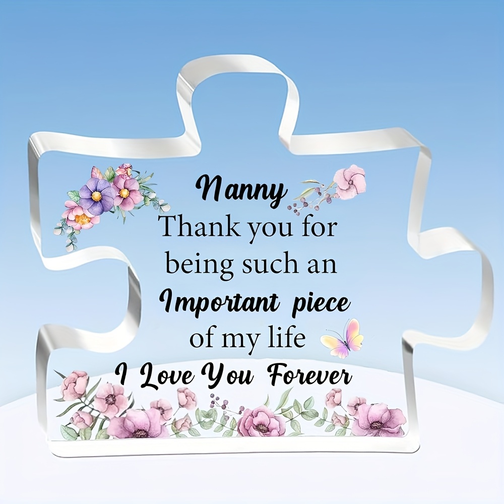 TEMU [2d Flat] [2d Flat] Acrylic Effect/pattern Nanny Puzzle Plaques Mother's Day Gifts Nan Appreciate Birthday Present Acrylic Sign Home Decorations
