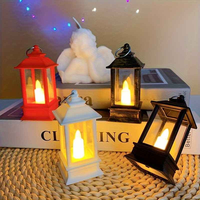 

1pc Traditional Style Led Candle Lantern, Rustic Mini Square Lamp, Christmas Halloween Decorative Oil Lamp, Bedside Atmosphere Light, Luminous Indoor Tabletop Ornament