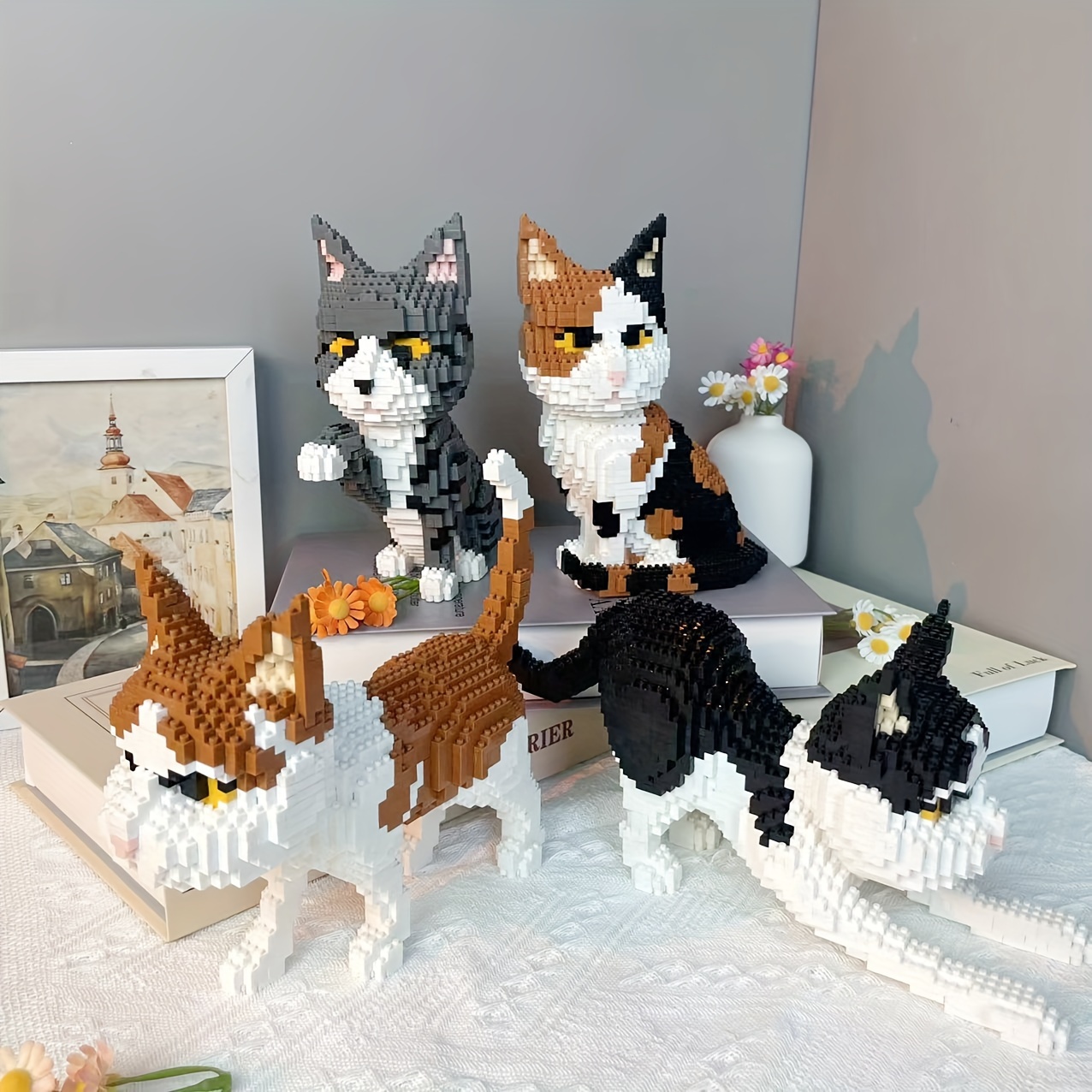 

Cute Pet Cat Building Block Model, Three-dimensional Assembly Decoration, Birthday Christmas Gift