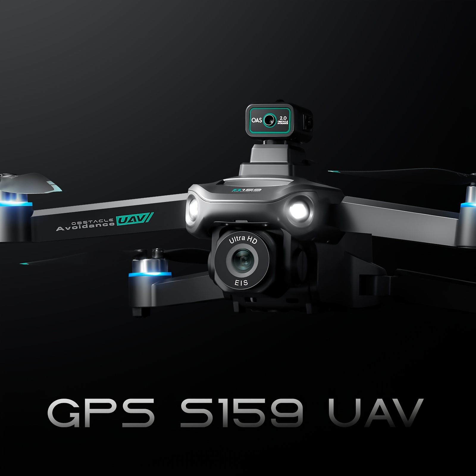 Inteligentny dron śledzący - model S159, zdalnego sterowania z podwójną kamerą i elektrycznie regulowanym obiektywem, inteligentny system przeciwko drganiom, pozycjonowanie za pomocą przepływu optycznego i unikanie przeszkód, dron fotograficzny 720P wyposażony w światła nawigacyjne nocne do wyraźnych scen nocnych. Idealna odporność na wiatr, panoramiczna przygoda powietrzna, pomoc w terenie, odblokowanie perspektyw nieba, idealny prezent dla mężczyzn na Boże Narodzenie, Halloween, urodziny, ek