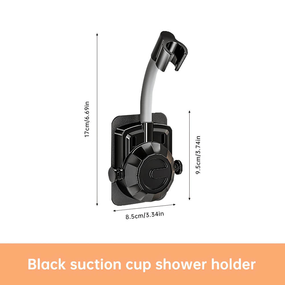 Image of Jiayun 1pc Wall Mounted Shower Head Bracket, Bathroom Shower System Handheld Shower Head Bracket, Silvery-gray-black, No Holes Required, , New For Summer Bathroom, Labor Day-mother's Day Gifts