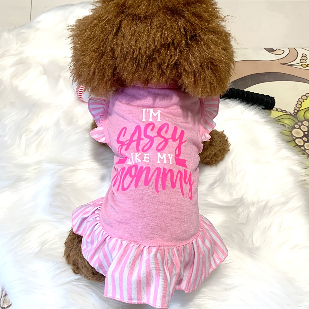 

Knit Polyester Spandex Pullover Dog Dress - Cute "i'm Sassy Like " Puppy Skirt For Small Breeds, Machine Washable Dog Apparel