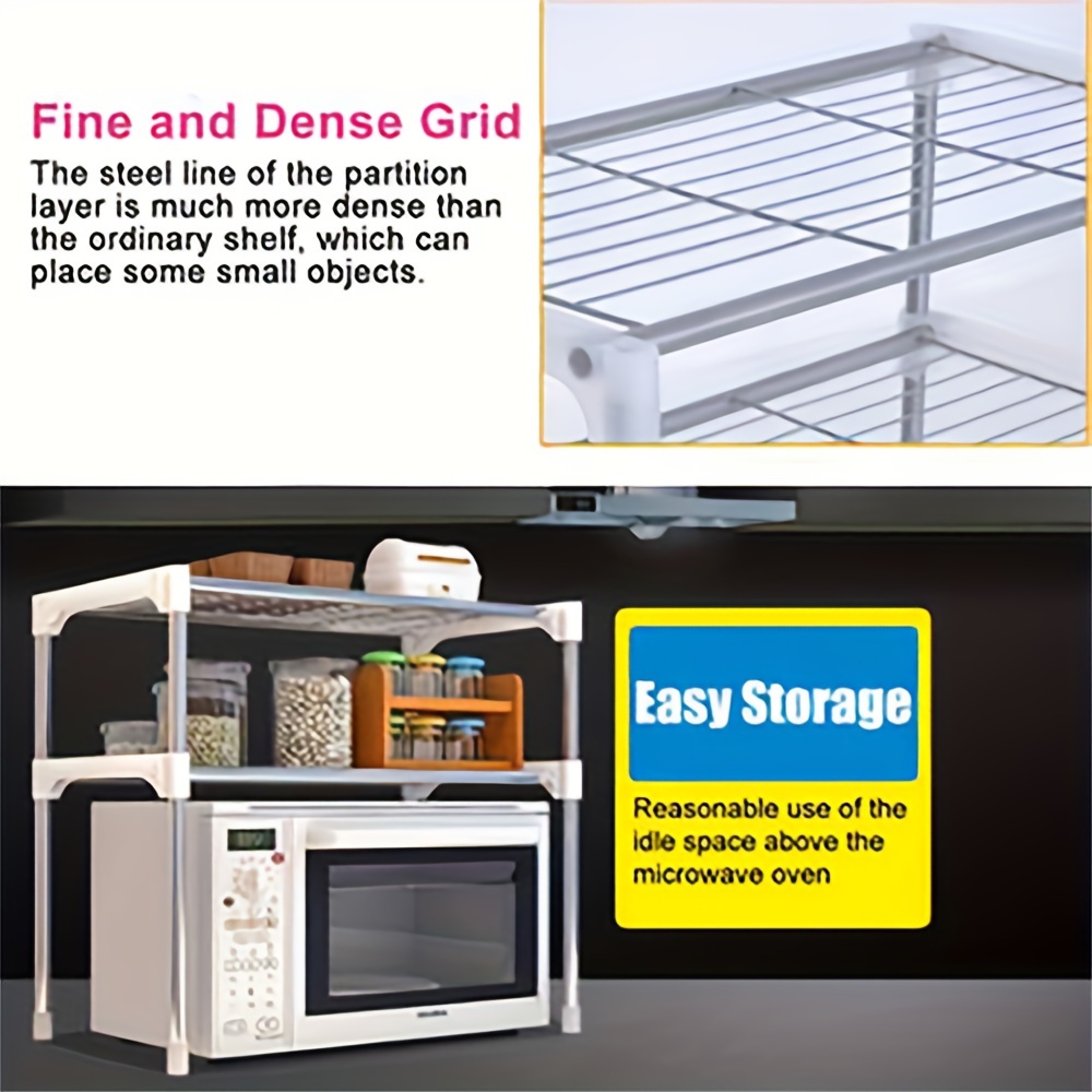 1pc modern multi layer kitchen storage rack metal and pvc construction open shelving design   no power needed ideal for countertop sink and microwave oven details 6