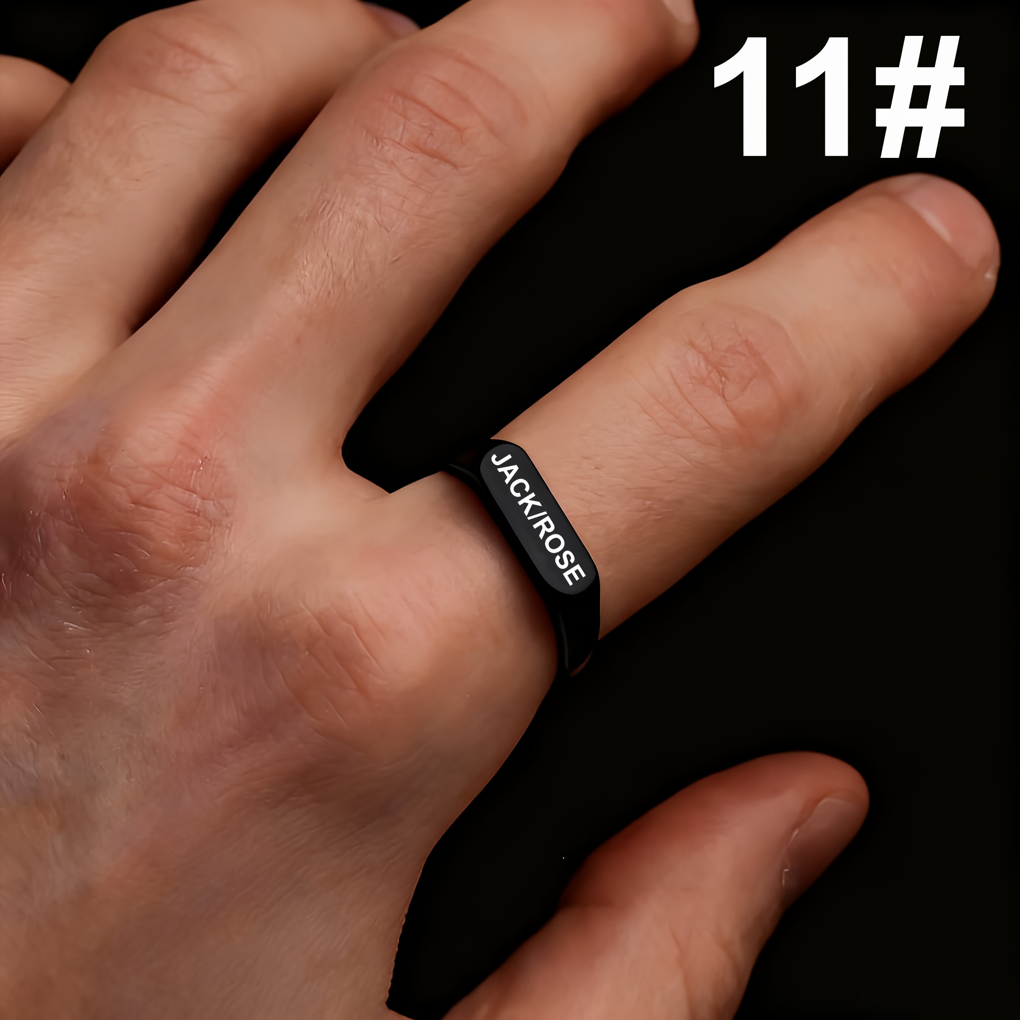 TEMU Custom 304 Stainless Steel 's Rings, Stylish And Rings For Men, Rings Engraved With Names Or Dates, Simple And Fashionable Rings, In Black,