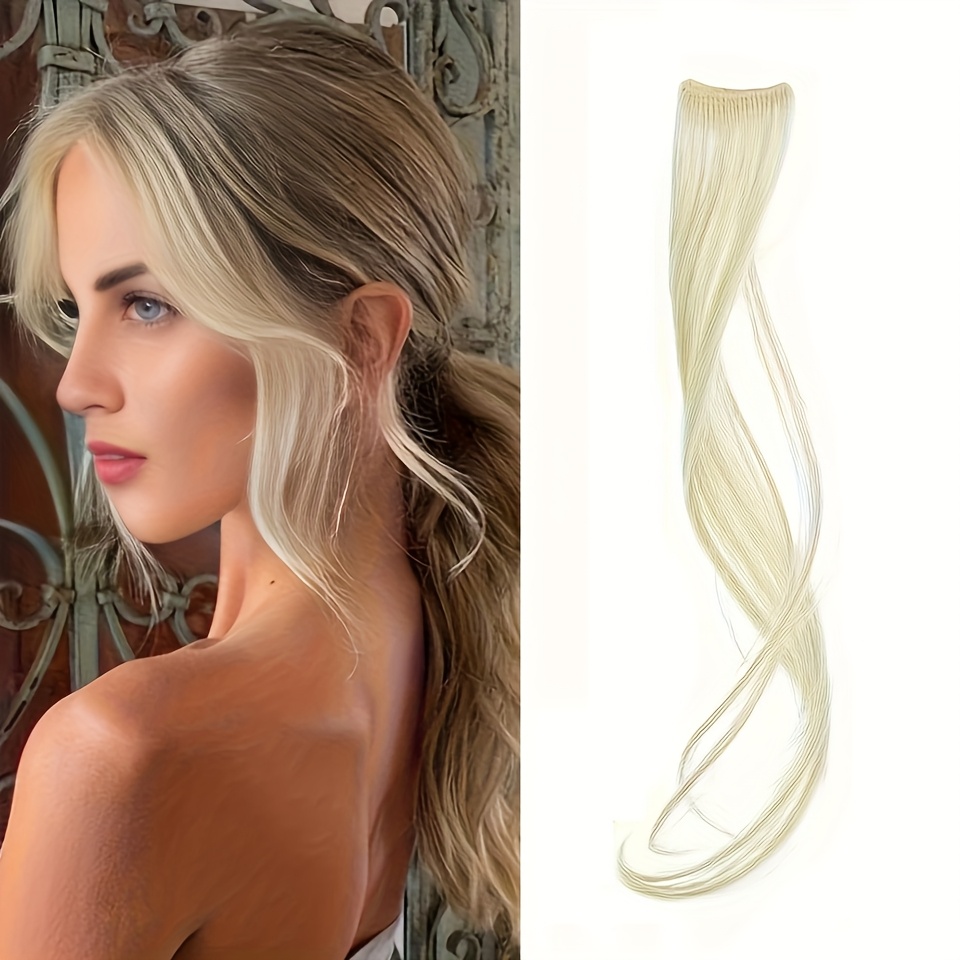 Long Curly Wavy Invisible Clip-in Bangs - Synthetic Dragon Beard 2 Side Bangs With Temples Hair Pieces For Daily Wear