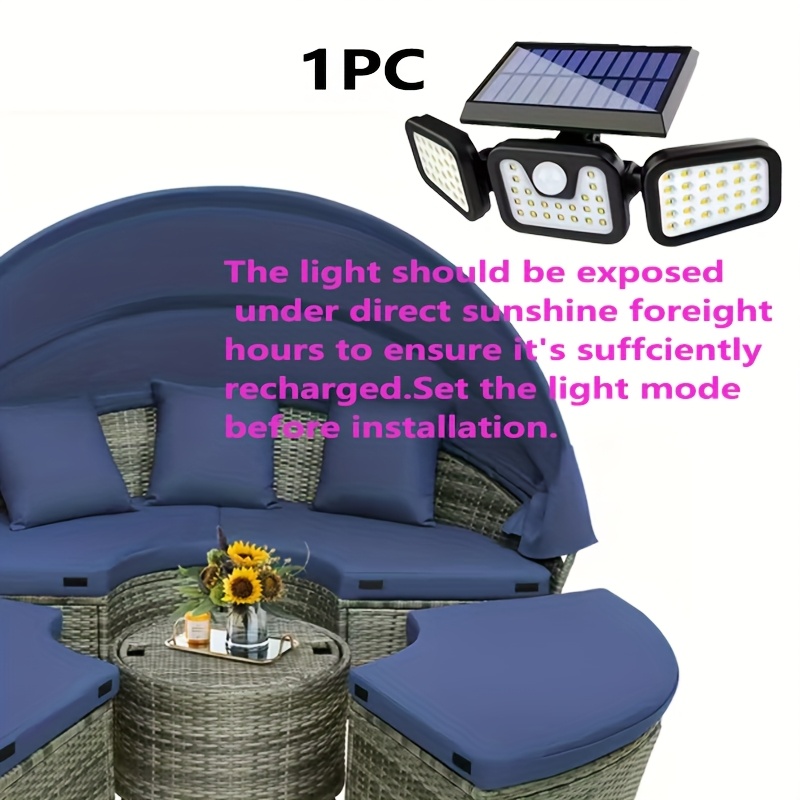 E-shop Dreiköpfige Solar Sensor Leuchte/./2 Stk., Dreiköpfige Drehbare LED Solarleuchte, Solarbetrieben mit 74 hochhellen energiesparenden LED-Perlen,