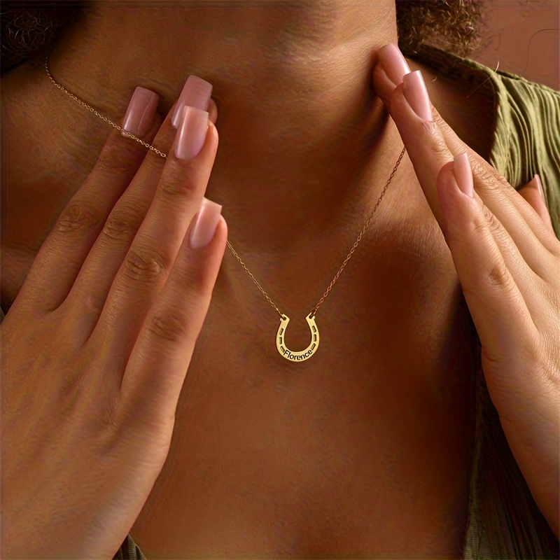 TEMU Collier Mini Double Couche Personnalisé en Acier Inoxydable, Personnalisé avec une Chaîne de Pince à Papier, avec des Gravés comme les Porteurs