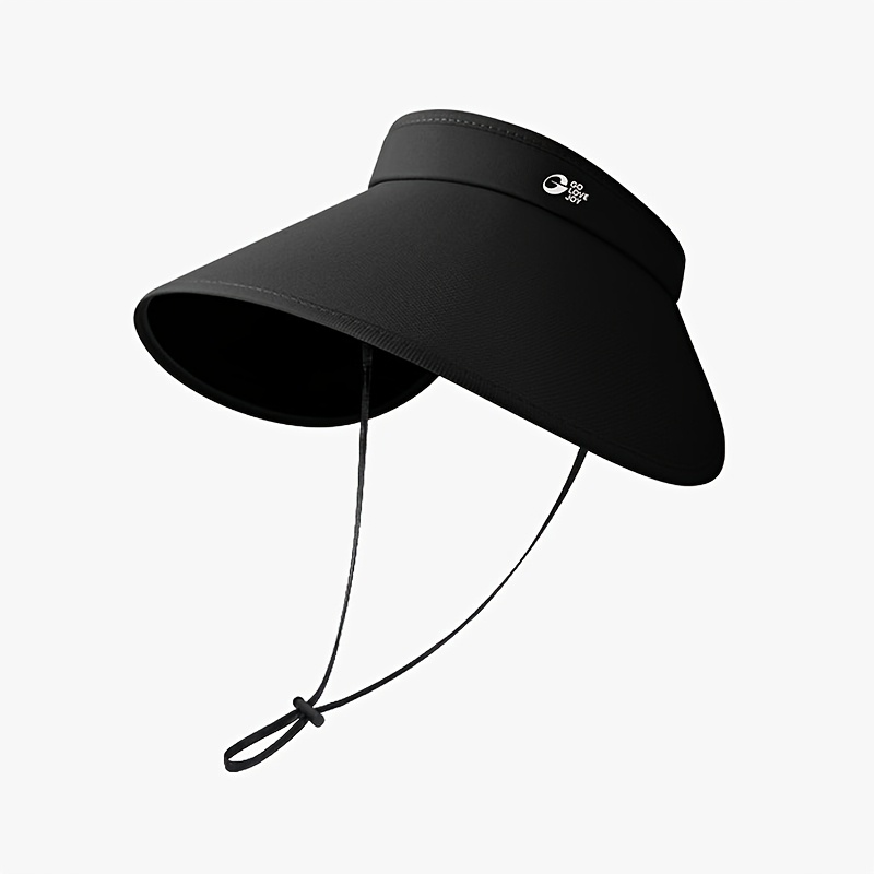 TEMU 1pc Of Summer New Style Large-brim Black Sun Hat For Men And Women, Outdoor Sports, Cycling, Hiking, Fishing, Hat, Breathable, Sunshade,