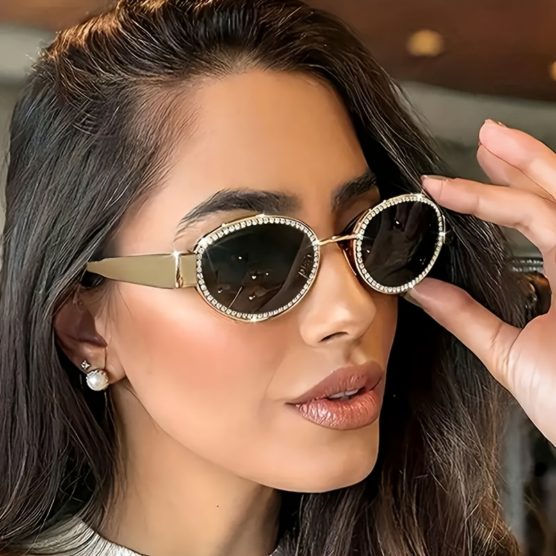 

Chic Retro Oval Fashion Glasses With Polished Metal Frame, Full-frame Mirror Lens For Hiking & Casual Attire, Metal & Construction