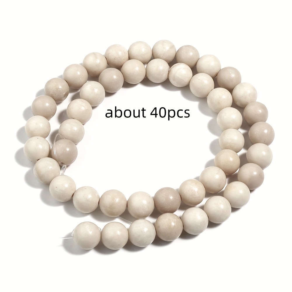 Image of Easy Handmade Jewelry Supplies Including Round White Stone Beads For Bracelets, Necklaces, And Earrings, Approximately 78/56/40/31/27pcs