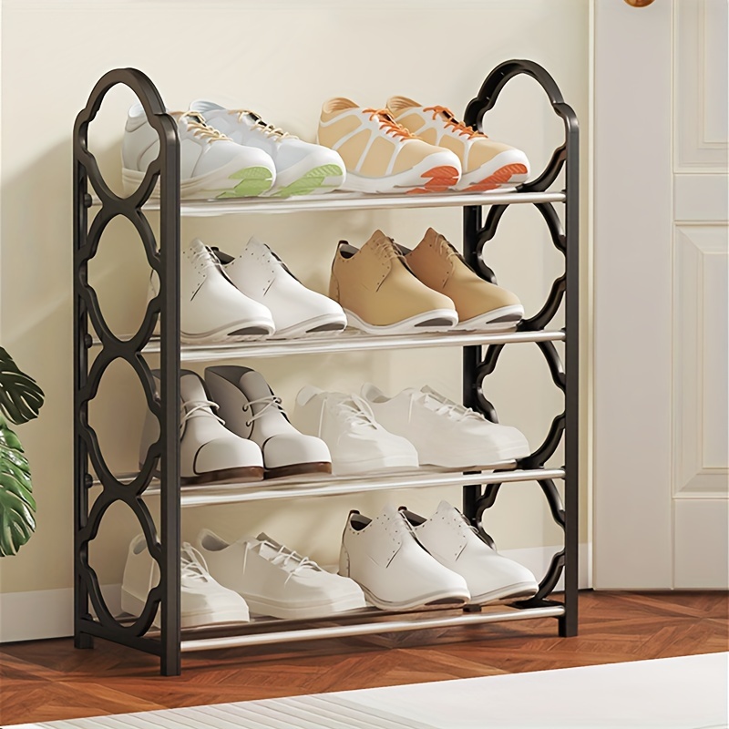 

Shoe Rack Closet, Shoe Rack Closet With 4-tier Metal Shoe Rack, Stackable Shoe Organizer Small Space Metal Shoe Rack Shelf Storage For Bedroom, Floor, Outdoor